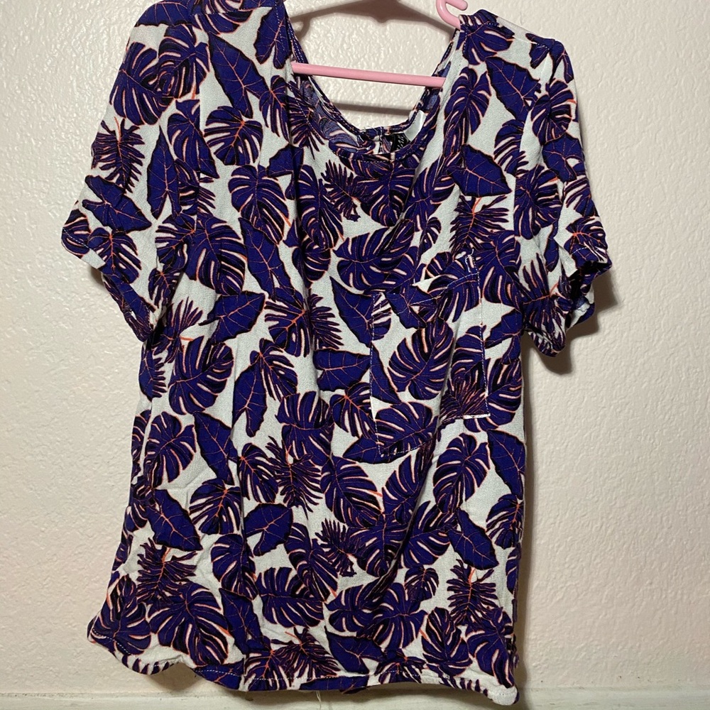 H&M purple tropical leaves crop top